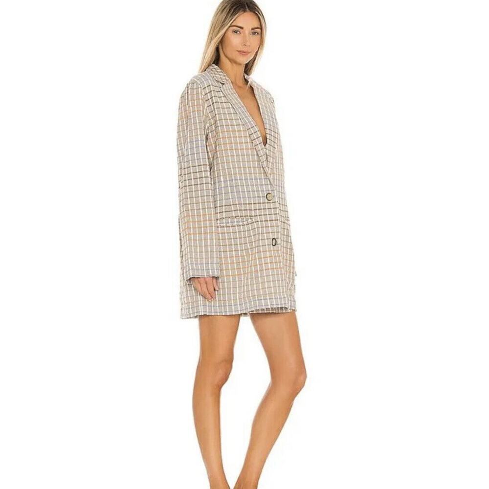 Free People Womens Oversized Better‎ Together Blazer Jacket Size Medium Taupe